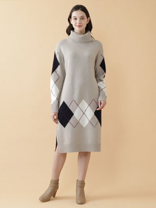 楽天市場】【オンラインストア限定】ビッグアーガイルニットワンピース  