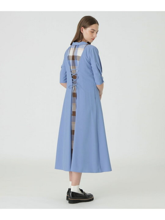 楽天市場】バックレースアップドレス BLUE LABEL CRESTBRIDGE ブルー  