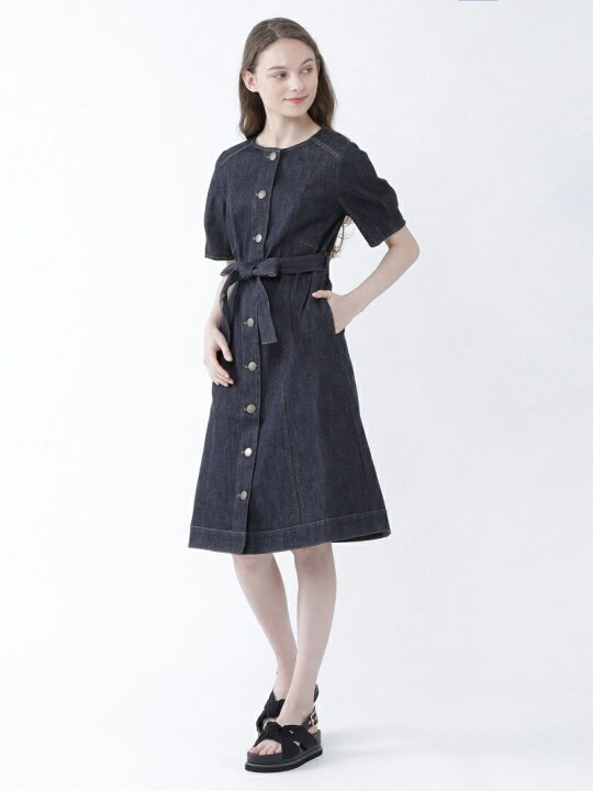楽天市場】【SALE／56%OFF】ムラ糸ストレッチデニム ワンピース BLUE  
