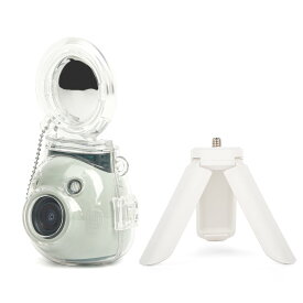 HIYQIN Fuji Mini Pal 保護ケース 自撮りミラーと三脚付き クリアケース ホワイト三脚 Instax Mini Palインスタントカメラ対応 - Fuji Palカメラアクセサリー