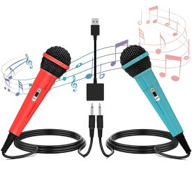 ENKE Switch用 カラオケマイク [2025アップグレード版・2本セット] スイッチ用 有線マイク 2.0USB 高集音力 2人同時に歌える 3mの強靭なケーブル 軽量 簡単接続 PS5/PS4/PC/XBOX ONE/Switch2/ニンテン