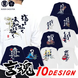 言魂 おもしろtシャツ ロング ロンT 和柄 元祖豊天商店 日本語 漢字 和風 言葉 開運 幸福 長袖 ホワイト ブラック ネイビー re0202310 ※ 子供 用はお取り扱いが御座いません。 SSS