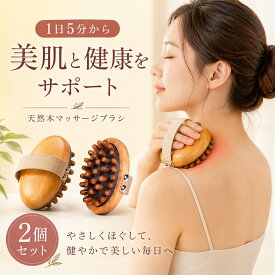 ヘアブラシ マッサージ 木製 全身 マッサージブラシ エアクッションマッサージブラシ 2 点セット 全身対応 疲労緩和・循環促進・むくみ改善 肩・腹部・足部・頭皮マッサージ 経絡刺激 無痛設計 緩和 筋肉リリーフ ダイエット フットマッサージ
