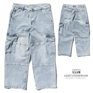 PRO CLUB �v���N���u �yBaggy Fit Denim Cargo Pant�z �W�[���Y �f�j�� �o�M�[�p���c �J�[�S�p���c �w�r�[�E�F�C�g �X�g���b�` �����Y �傫���T�C�Y �r�b�O�T�C�Y US�T�C�Y �r�b�O�T�C�Y HIPHOP �q�b�v�z