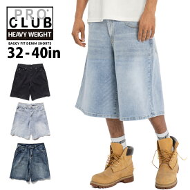 PRO CLUB プロクラブ 【バギー デニムショーツ / Baggy Fit Denim Short】 ジーンズ デニム バギーパンツ ヘビーウェイト ストレッチ メンズ 大きいサイズ ビッグサイズ USサイズ ビッグサイズ HIPHOP ヒップホップ