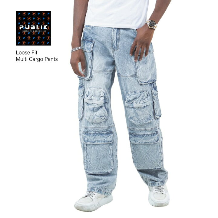 楽天市場】PUBLIK DENIM パブリックデニム 【Loose Fit Multi Cargo