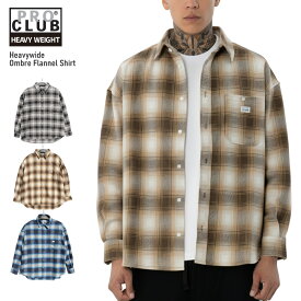 PRO CLUB プロクラブ 【Heavywide Ombre Flannel Shirt】 ロングシャツ チェックシャツ フランネルシャツ 厚手 長袖 ビッグサイズ 大きいサイズ ユニセックス メンズ