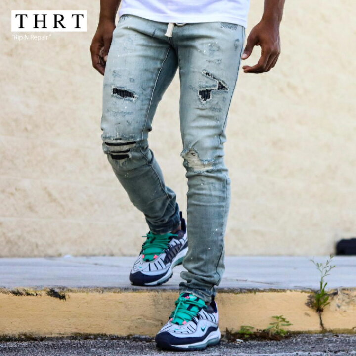楽天市場 36in 44in Thrt Denim Rip N Repair ストレッチスキニーパンツ ダメージ リペア ペイント デニム ジーンズ ボトムス スキニーパンツ ヴィンテージカラー 伸縮 Skinny Usサイズ メンズ ズボン 大きいサイズ 36 38 40 42 44 Criminal クリミナル