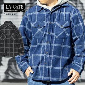 【L〜3XL】 LA GATE 【 フリース フランネルシャツ 】 ネルシャツ メンズ 大きいサイズ ビッグサイズ チェックシャツ USサイズ HIPHOP ヒップホップ PLAID SHIRT チカーノ ローライダー