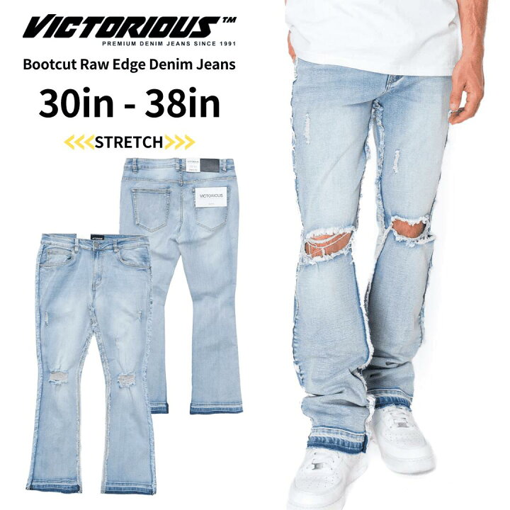 楽天市場】VICTORIOUS ヴィクトリアス 【Bootcut Raw Edge Denim Jeans 