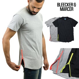 BLEECKER & MERCER 【サイドジッパー ベーシック Tシャツ 】 無地Tシャツ ロング丈T ネオンカラー ビッグサイズ アメリカン ロングレングス LONG LENGTH TEE メンズ 大きいサイズ