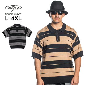 CAL TOP キャルトップ 【ニット ポロシャツ チャーリーブラウン】 CHARLIE BROWN ボーダー ビッグサイズ チカーノ ローライダー CHICANO LOWRIDER カリフォルニア ストリート メンズ 大きいサイズ USサイズ