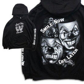 【M〜3XL】プリント パーカー 【 Smile Now Cry Later 】TWO FACE 2FACE 2フェイス ブラック プルオーバー フーディ HOODIE 西海岸 ヒップホップ WESTCOAST HIPHOP ウエッサイ ビッグサイズ メンズ 大きいサイズ WEST系