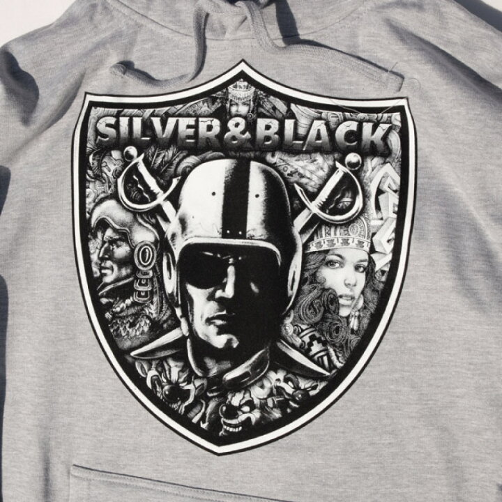 楽天市場】プリントパーカー 【RAIDERS レイダース / SILVER & BLACK 