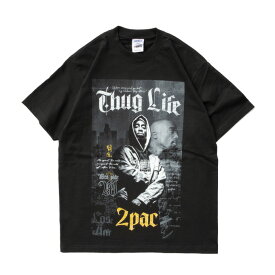 【L〜3XL】プリント Tシャツ 【 THUG LIFE / 2Pac 】 トゥパック 2パック ヘビーウェイト 半袖 ラップT 西海岸 ローライダー WESTCOAST HIPHOP ヒップホップ ビッグサイズ メンズ 大きいサイズ【メール便は1点まで】【メール便はラッピング不可】