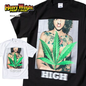 【L〜3XL】プリントTシャツ 【 HIGH / BIG HEMP 】 ヘビーウェイト 半袖 西海岸 カリフォルニア ローライダー WESTCOAST WEED 大麻 ヘンプ ガンジャ HIPHOP ヒップホップ ビッグサイズ メンズ 大きいサイズ