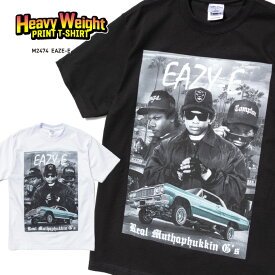 【L〜3XL】プリントTシャツ 【 EAZY-E / Real Muthaphukkin G's 】N.W.A イージー・E ヘビーウェイト 半袖 ラップT 西海岸 カリフォルニア HIPHOP ヒップホップ ビッグサイズ メンズ 大きいサイズ