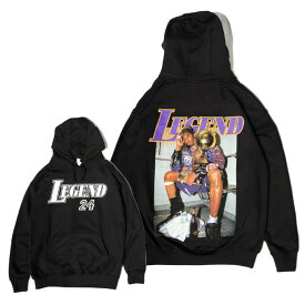 【M〜3XL】プリント パーカー 【 LEGEND 24 / Kobe 】 プルオーバー フーディ コービー・ブライアント NBA ロサンゼルス レイカーズ カリフォルニア 西海岸 ヒップホップ WESTCOAST HIPHOP ウエッサイ ビッグサイズ メンズ 大きいサイズ 裏起毛 WEST系