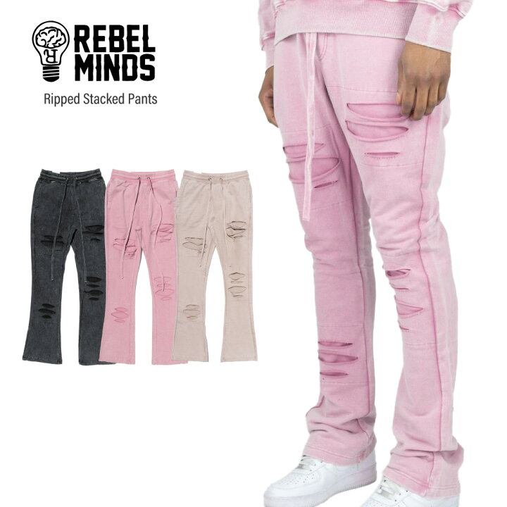 楽天市場】REBEL MINDS レベル マインズ 【Ripped Stacked Pants 