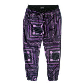 REASON リーズン 【 パープル チェーン トラックパンツ 】 ジャージ パンツ ジョガー HIPHOP ヒップホップ NY REASON Clothing Purple Chain Link チェーン柄 ビッグサイズ アメリカン メンズ 大きいサイズ