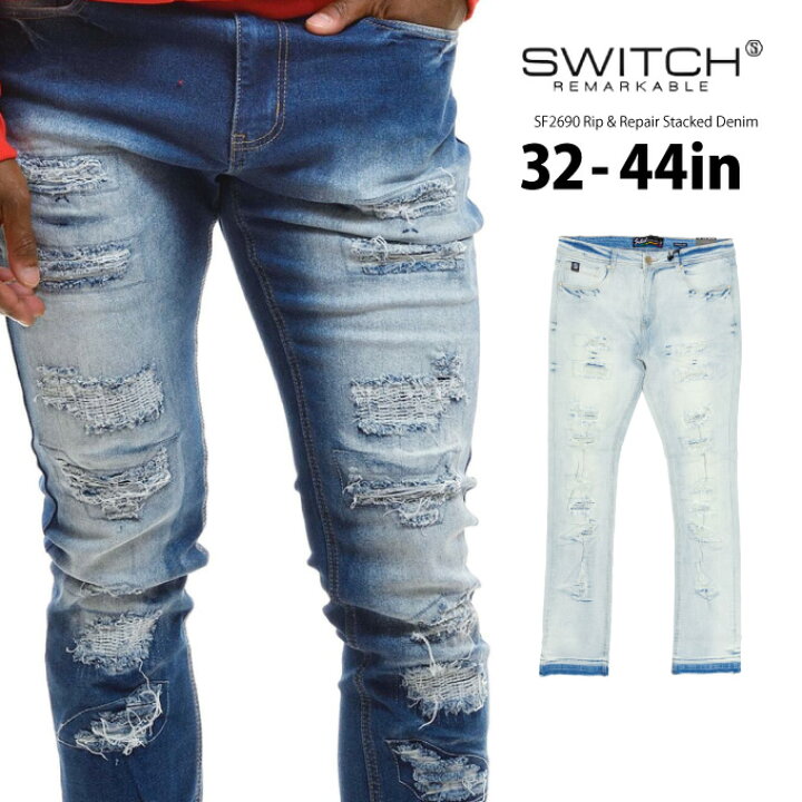楽天市場】SWITCH REMARKABLE スタック デニムパンツ 【ダメージ加工 