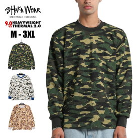 SHAKA WEAR シャカウエア【9.0oz Heavyweight Thermal 迷彩】 サーマル 長袖 CAMO カモフラ ヘビーウェイト ワッフル生地 ロンT ロングTシャツ 大きいサイズ ビッグサイズ チカーノ ローライダー HIPHOP ユニセックス メンズ