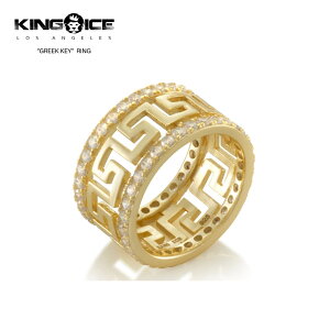 KINGICE �L���O�A�C�X �����O �yGreek Key Ring�z �A�N�Z�T���[ �w�� �S�[���h 14K�S�[���h�R�[�e�B���O HIPHOP �����Y ���j�Z�b�N�X