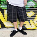 YAGO 【GI1 カーゴショートパンツ】 ショーツ ハーフパンツ カーゴパンツ メンズ 短パン イージーパンツ ローライダー チカーノ LOWRIDER CHICANO HIP HOP LA 大きいサイズ PLAID SHORTS