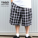 YAGO カーゴショートパンツ 【1R カーゴショートパンツ】 チェックショーツ ハーフパンツ カーゴパンツ メンズ 短パン イージーパンツ ローライダー チカーノ LOWRIDER CHICANO HIP HOP LA 大きいサイズ PLAID SHORTS