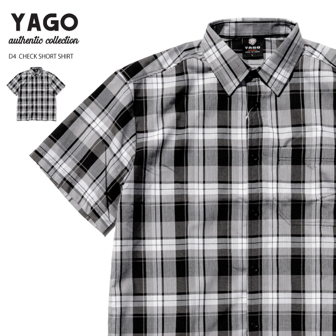 楽天市場】【L～5XL】 YAGO 半袖 チェックシャツ【 D4 ホワイト