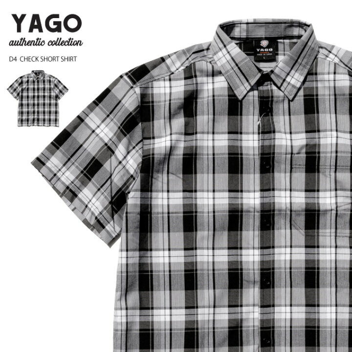 楽天市場】【L〜5XL】 YAGO 半袖 チェックシャツ【 D4 ホワイト 