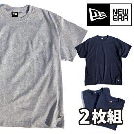 NEW ERA ニューエラ 半袖 【 2枚組 パックTシャツ 】 無地T フラッグロゴ ワンポイント グレー ネイビー コットン クルーネック 2-Pack PLAIN Tee メンズ NEWERA 正規品 L LL XL 11403818 11403817