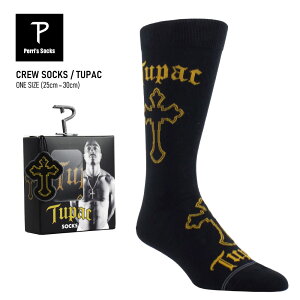 Perri's Socks �y���[�Y�\�b�N�X �yTUPAC 1-Pair Gift Box Crew Socks�z 2PAC �M�t�g �v���[���g �C�� �\�b�N�X �N���[�\�b�N�X �����Y HIPHOP �E�G�X�g�R�[�X�g