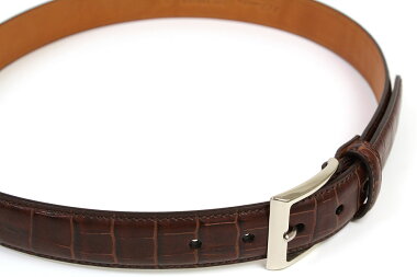 K.T.ルイストン30mm型押しクロコドレスベルトダークブラウン(K.T.LewistonKTB115DARKBROWN)