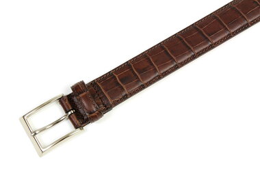 K.T.ルイストン30mm型押しクロコドレスベルトダークブラウン(K.T.LewistonKTB115DARKBROWN)
