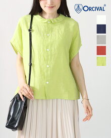 【SALE/20%off】ORCIVAL リネン スリーブレスシャツ SLEEVELESS SHIRT OR-B0360YLM リネンシャツ レディース スリーブレスシャツ ノースリーブ フレンチスリーブ 麻100％ 麻 涼しい トップス 洗える 30代 40代 50代 フラットカラー 襟付き 公式 正規品 26SS 新型