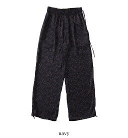 【26SS先行予約】TICCA ティッカ リトルフラワープリントパンツ TBFS_082 2WAYパンツ 花柄 小花 プリントパンツ ウエストゴム ポリエステル ワイド ストレート バルーン 新色 フェミニン 上品 光沢感 サテン素材 アート感 華やか