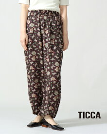 【26SS先行予約】TICCA ティッカ ペイズリー プリントパンツ TBFS_092 2WAYパンツ プリントパンツ ウエストゴム ポリエステル ワイド ストレート バルーン 新色 フェミニン 上品 光沢感 サテン素材 アート感 華やか