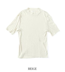 【26SS先行予約】TICCA ティッカ コットンシルクハイネック 半袖 Tシャツ レディース TBFS_184 春夏 上質 綿シルク 絹 イージーケア 手洗い可能 ストレッチ ハイネック コンパクト 長め袖 五分袖 きれいめ 上品 ゆうパケット