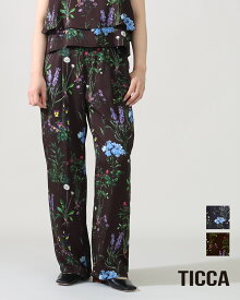 【26SS先行予約】TICCA ティッカ フラワープリントパンツ TBFS-422 2WAYパンツ 花柄 プリントパンツ ウエストゴム ポリエステル ワイド ストレート バルーン 新色