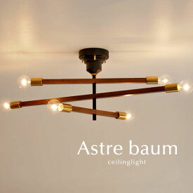シーリングライト 【 Astre-baum / ブラック 】 6灯 LED電球 木製 おしゃれ アンティーク 人気 シンプル 大型 ダイニングライト デザイン 照明器具
