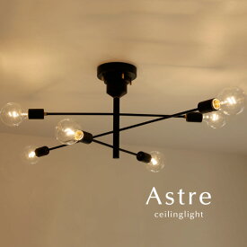 シーリングライト 【 Astre 】 6灯 LED電球 ブラック おしゃれ アンティーク フレンチ シンプル ダイニングライト 照明器具 レトロ