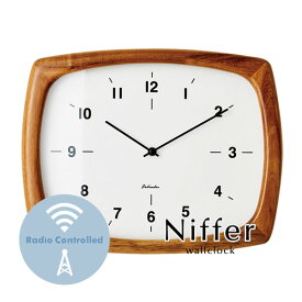 ウォールクロック 【 Niffer 】 電波時計 木製 ナチュラル系 北欧 アナログ 掛け時計 壁掛け かわいい 時計 ウッド おしゃれ ミッドセンチュリー