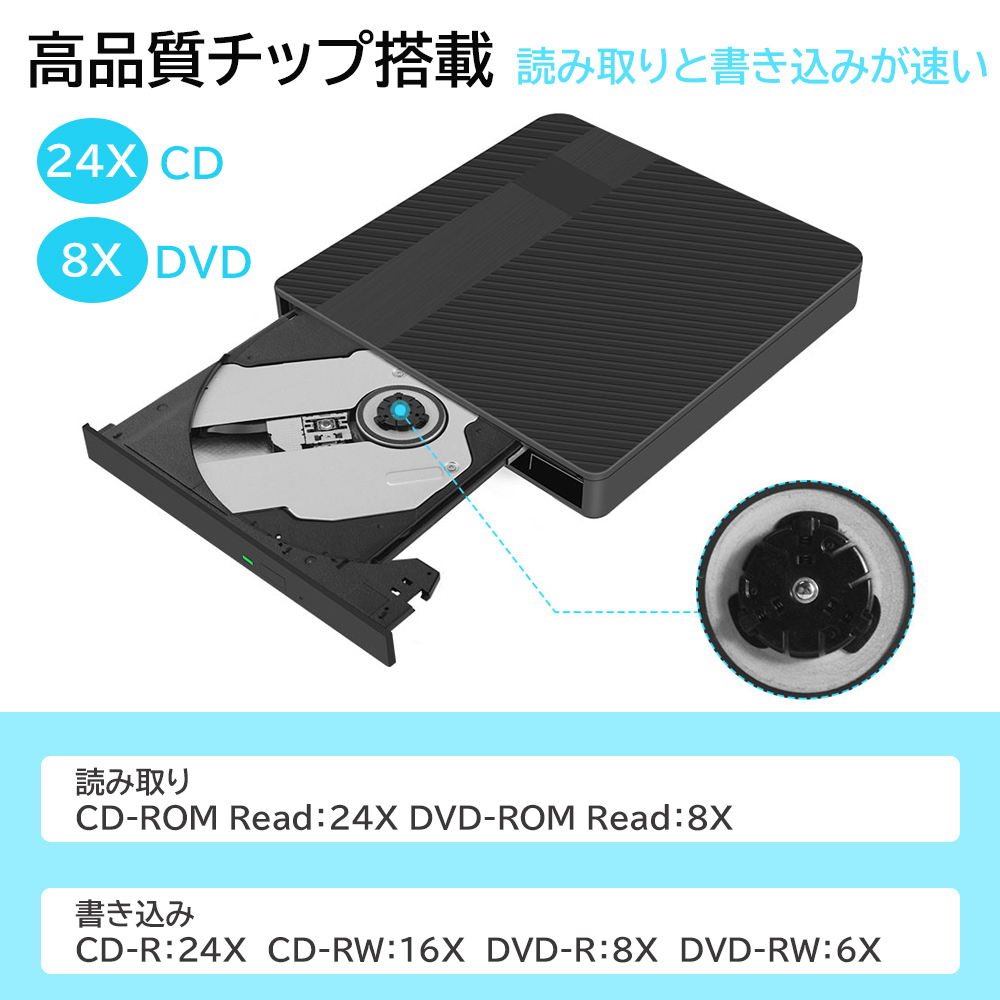DVDドライブ CDドライブ 外付けdvdドライブ CD DVD-RWドライブ WindowsXP Windows7 Windows10 Windows11 Mac OS対応 USB 3.0対応 書き込み対応 読み込み対応