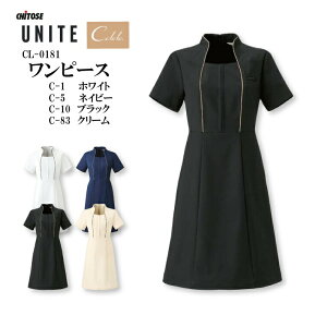 ワンピース 女性用 レディース CL-0181 CL0181 後ファスナー エステサロン エステ クリニック 美容 受付 スタッフ 制服 ユニフォーム おしゃれ 上品 フォーマル 制電 ストレッチ 吸汗 透け防止 白