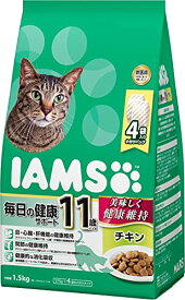 アイムス (IAMS) キャットフード 11歳以上用 毎日の健康サポート チキン シニア猫用 1.5kg×6個 (ケース販売)