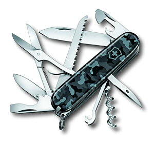 VICTORINOX(ビクトリノックス) ハントマン ネイビーカモフラージュ 多機能 ナイフ 防災グッズ 登山 ハイキング キャンプ はさみ の