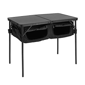 DOD(ディーオーディー) グッドラックテーブル 折りたたみ式 大容量収納スペース 4段階高さ調節 ブラック TB4-685-BK