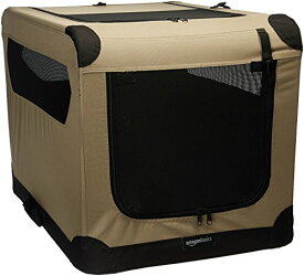 Amazonベーシック イヌ ソフトクレート ペットキャリー 折りたたみ可能 76L x 54W x 54H cm ベージュ