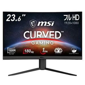 【】MSI 湾曲ゲーミングモニター 180Hz 23.6インチ VA湾曲パネル フルHD/1ms/FreeSync/HDMI/DP G24C4